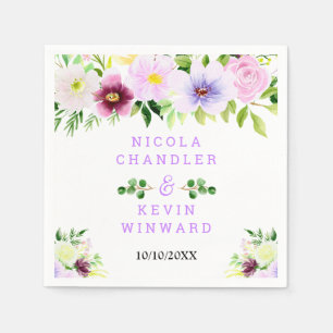 Spring Purple Floral Wedding Napkin