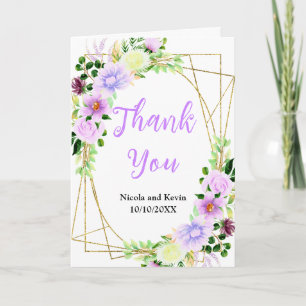 Spring Purple Floral Wedding Thank You Card