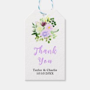 Spring Purple Floral Wedding Thank You Gift Tags