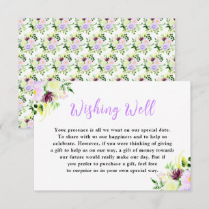 Spring Purple Floral Wedding Wishing Well Enclosure Card