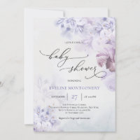 Spring purple flowers dusty blue brown Baby Shower