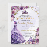 Spring purple flowers Princess Dress Quinceanera
