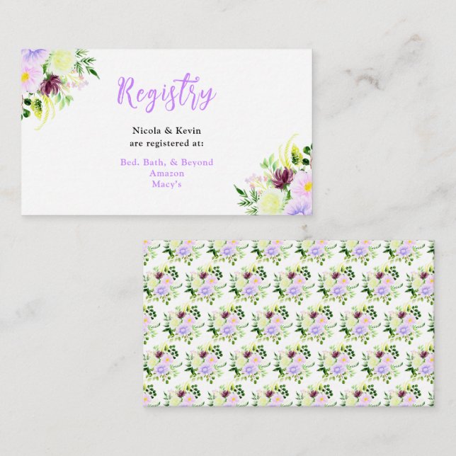 Spring Purple Flowers with Foliage Enclosure Card (Front/Back)