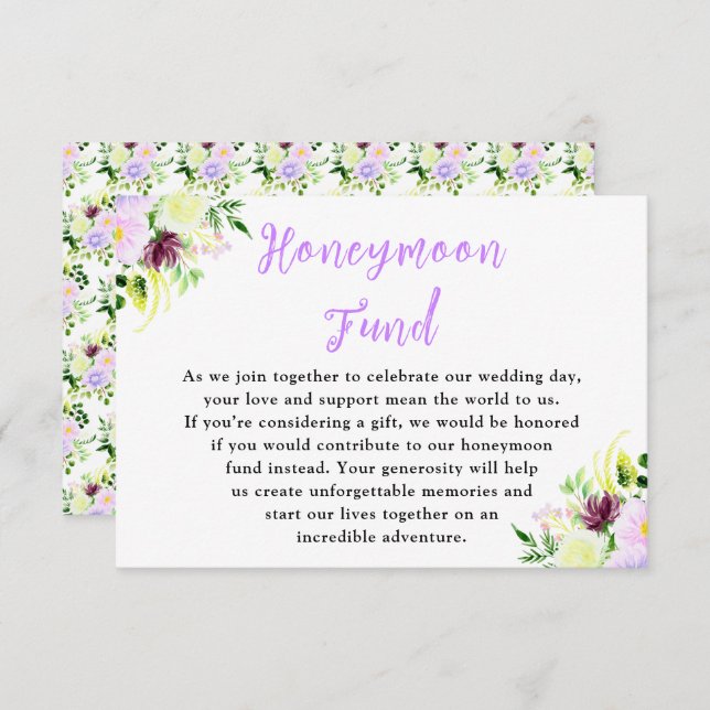 Spring Purple Flowers with Foliage Enclosure Card (Front/Back)