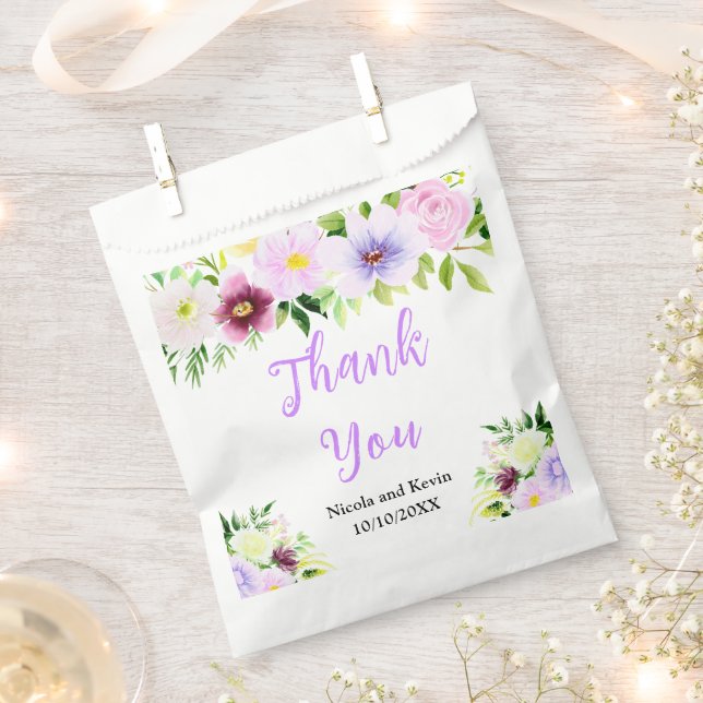 Spring Purple Flowers with Foliage Favour Bags (Clipped)