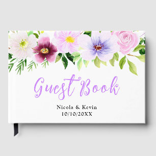 Spring Purple Flowers with Foliage Guest Book