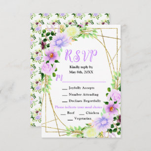 Spring Purple Flowers with Foliage RSVP Card