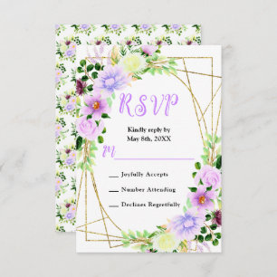 Spring Purple Flowers with Foliage RSVP Card