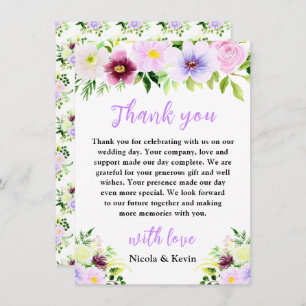 Spring Purple Flowers with Foliage Thank You Card
