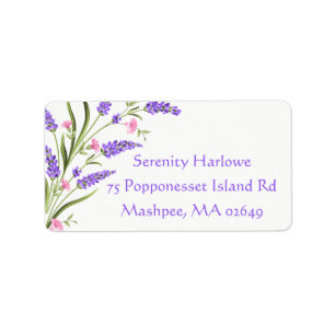 Spring Purple Lilac Watercolor Floral Wedding Label