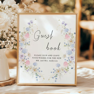 Spring Purple Pink Wildflower Guestbook Sign