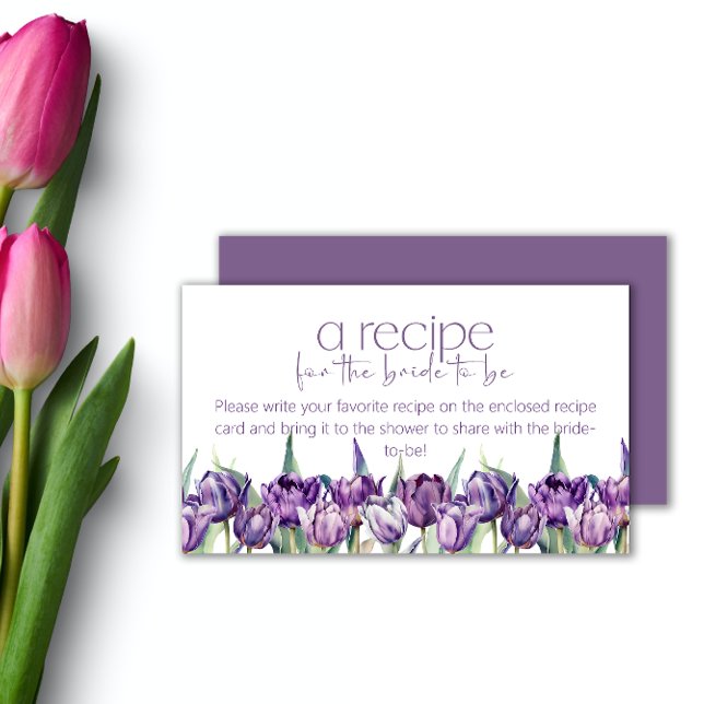 Spring purple tulips Recipe for the bride Enclosure Card (Creator Uploaded)