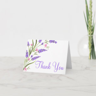 Spring Purple Watercolor Floral Wedding Thank You Card