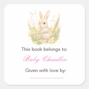 Spring Rabbit Baby Shower Square Sticker