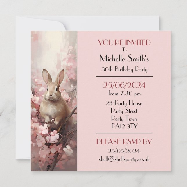Spring Rabbit Birthday Party Invitation (Front)