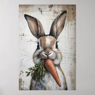 Spring Rabbit Carrot Print, Easter Bunny Poster