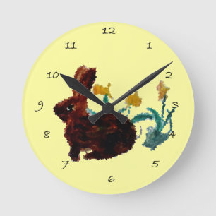 Spring Rabbit Daffodil Art Round Clock