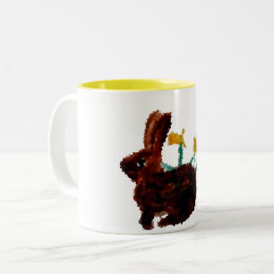 Spring Rabbit Daffodil Art Two-Tone Coffee Mug