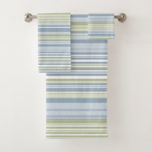 Spring Rain and Tropical Blue Stripes Bath Towel Set