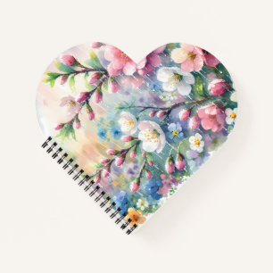 Spring Rain Blossom Watercolor Cottagecore Notebook