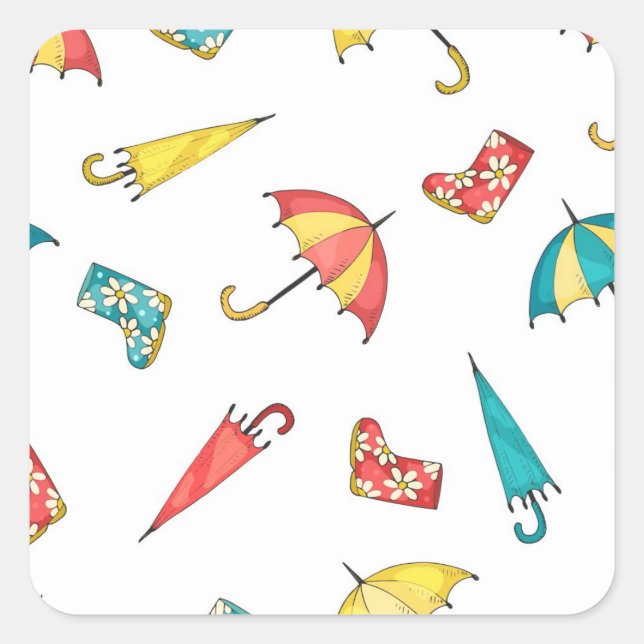 Spring Rain I Square Sticker (Front)