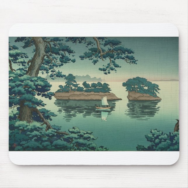 Spring Rain, Matsushima Japanese Waterscape Art Mouse Pad (Front)