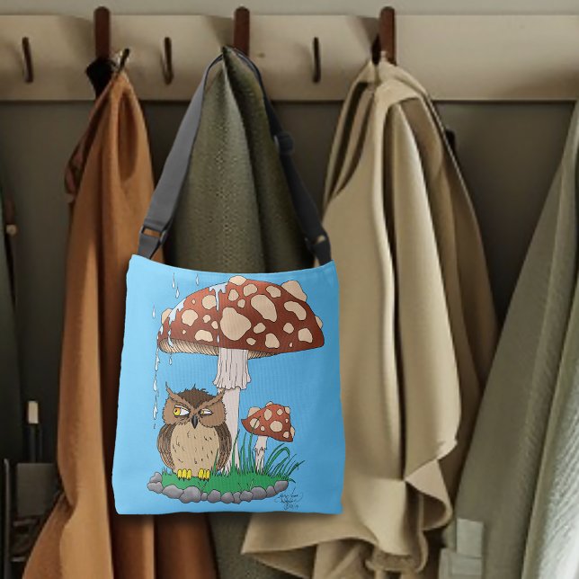 Spring Rain Shower Owl Mushroom Crossbody Bag (Creator Uploaded)