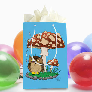 Spring Rain Shower Owl Mushroom Medium Gift Bag