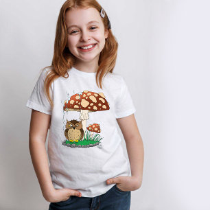 Spring Rain Shower Owl Mushroom T-Shirt