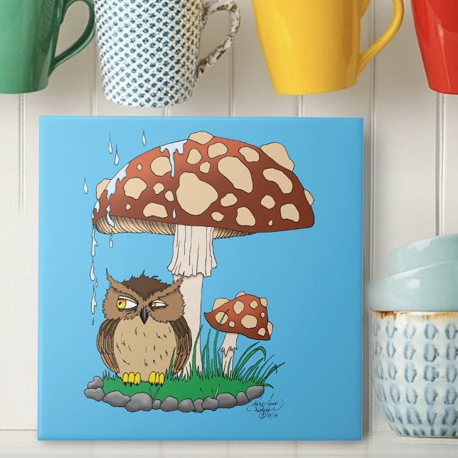 Spring Rain Shower Owl Mushroom Tile (Creator Uploaded)