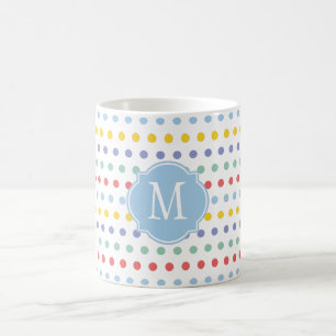 Spring Rainbow Polka Dot Monogram Mug