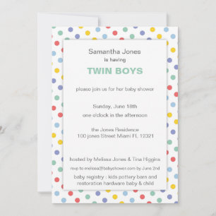 Spring Rainbow Polka Dot Pattern Baby Shower Invitation