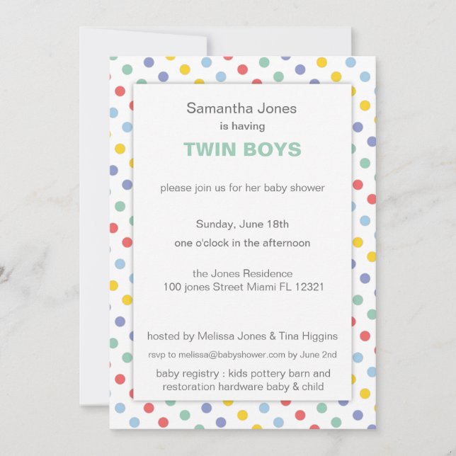 Spring Rainbow Polka Dot Pattern Baby Shower Invitation (Front)