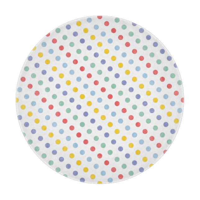 Spring Rainbow Polka Dot Pattern Cutting Board (Front)