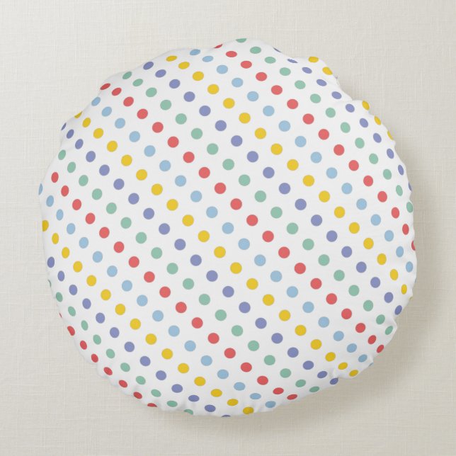 Spring Rainbow Polka Dot Pattern Round Pillow (Back)