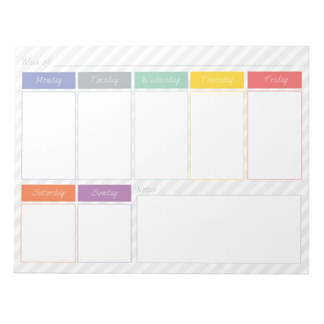 Spring Rainbow Weekly Planner Tear Off Notepad (Front)