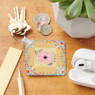 Spring Rebirth, Vibrant Floral Renewal Key Ring