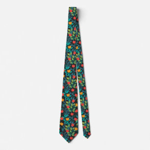 Spring Red and Green Colours Apple Fruit Pattern I Tie