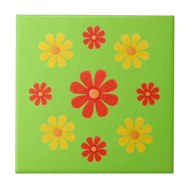 Spring red and yellow flowers for kitchen tile (Front)