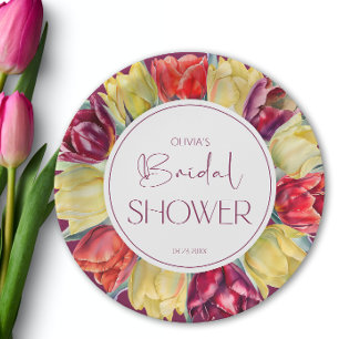 Spring red and yellow tulips Bridal shower Paper Plate