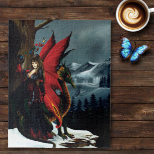 Spring Red Fairy Dragon Mother Nature Fantasy Jigsaw Puzzle