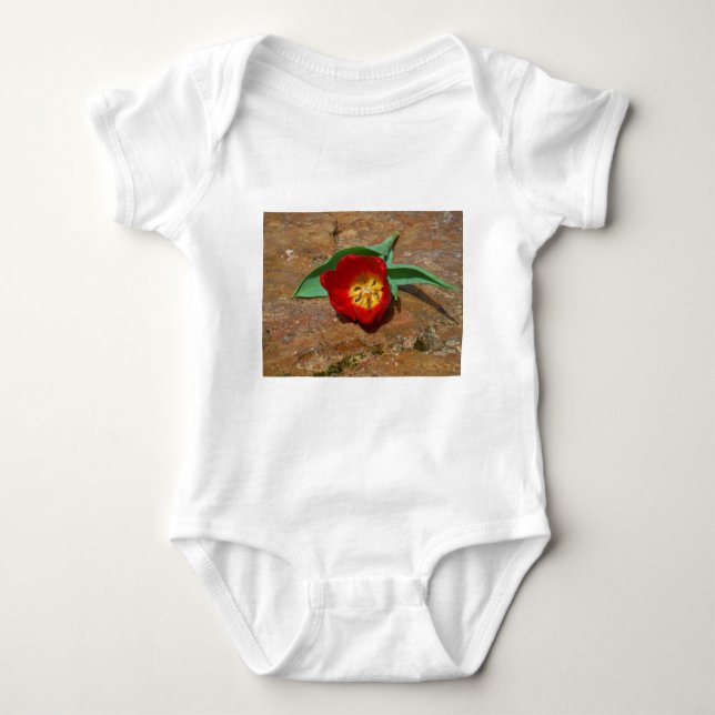 Spring Red Tulip Baby Bodysuit (Front)