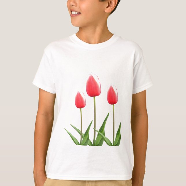 Spring red tulip flowers T-Shirt (Front)