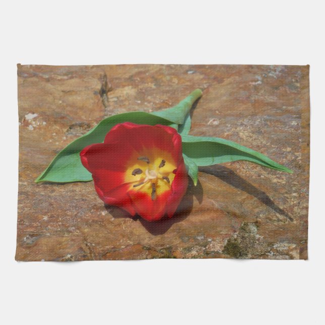 Spring Red Tulip Tea Towel (Horizontal)