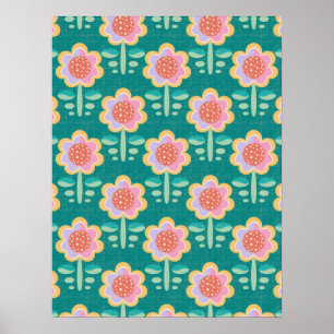 Spring Retro Flower Poster