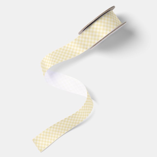 Spring Retro Gingham | Buttercream Satin Ribbon (Front+Back)