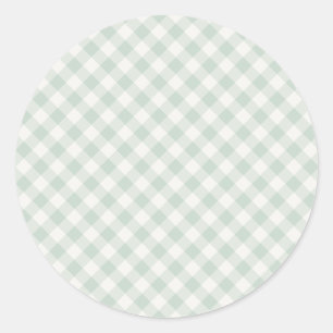 Spring Retro Gingham Muted Sage Classic Round Sticker