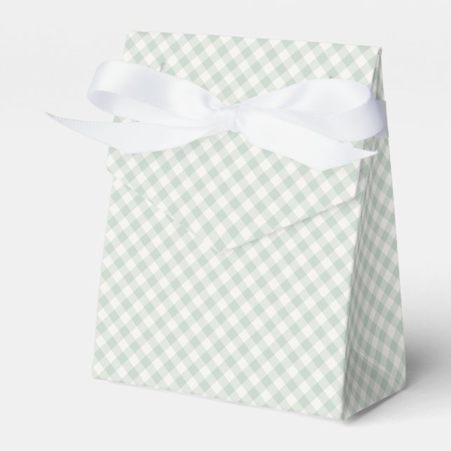 Spring Retro Gingham | Muted Sage Favour Box (Front Side)