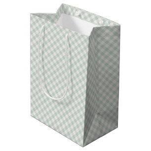 Spring Retro Gingham   Muted Sage Medium Gift Bag