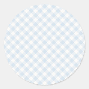 Spring Retro Gingham Powder Blue Classic Round Sticker